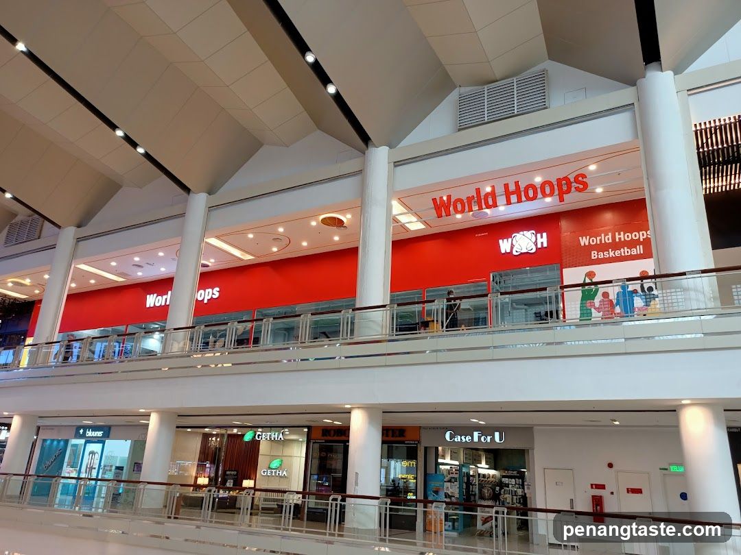 Interior view of multi-level shopping area