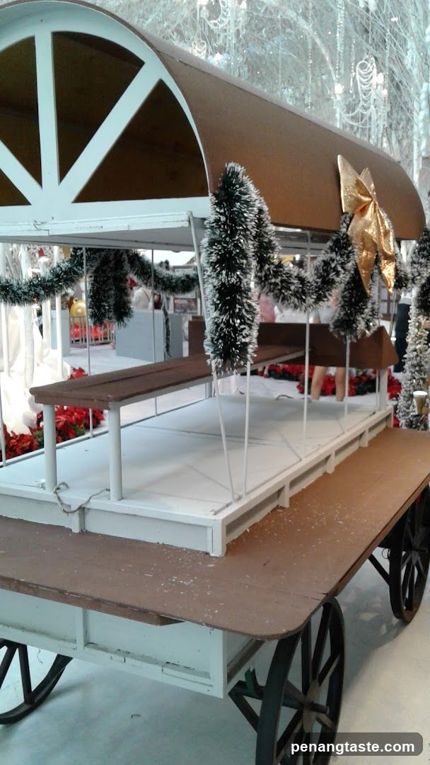 Christmas-themed cart display