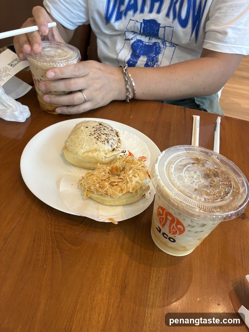 Dessert and beverage at café