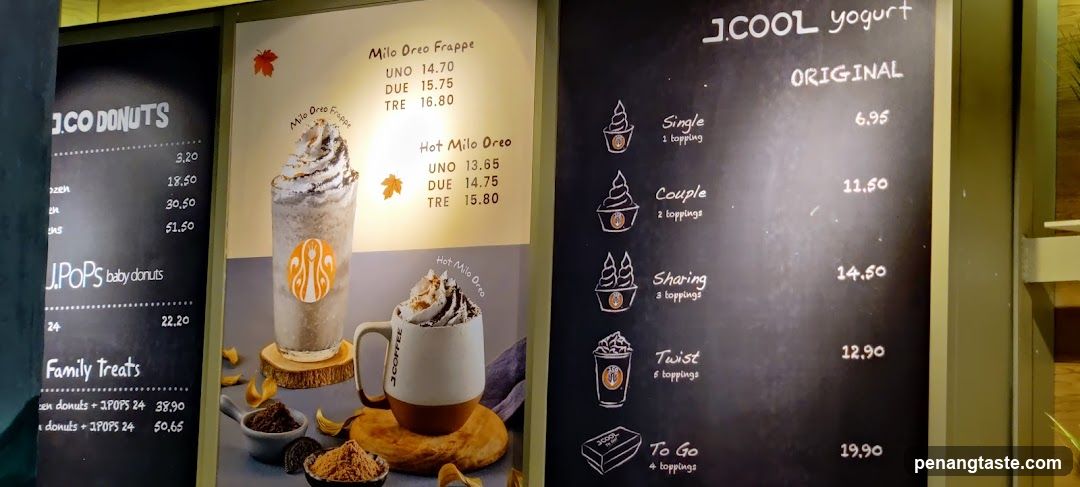 JCOOL Yogurt and Milo Oreo Frappe Menu