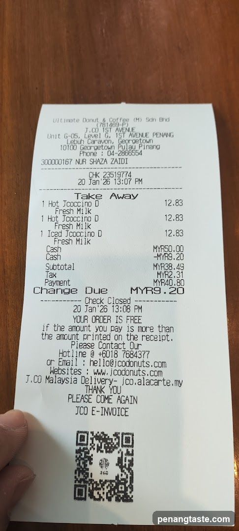 Receipt from Ultimate Donut & Coffee (M) Sdn Bhd