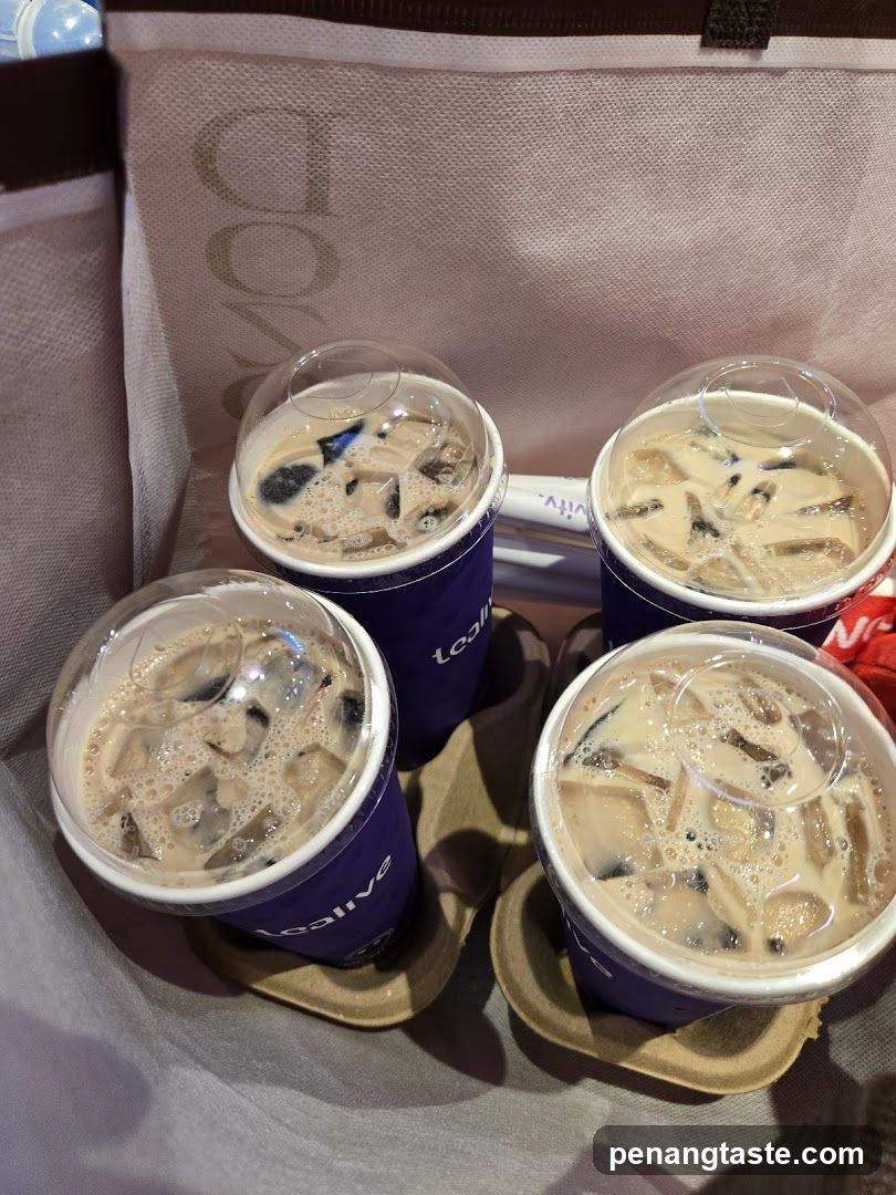Iced beverages in branded cups
