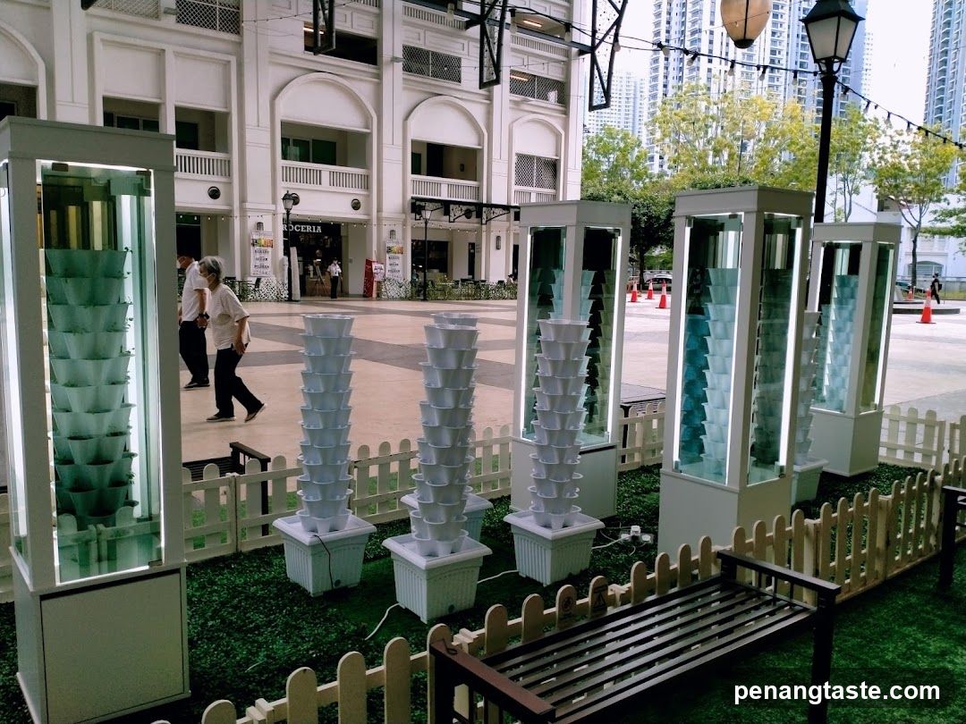 Outdoor Display Area with Vertical Gardening Units