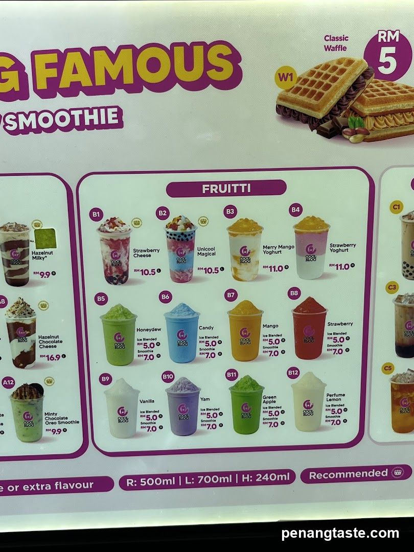 Cool Sugo Smoothie Menu