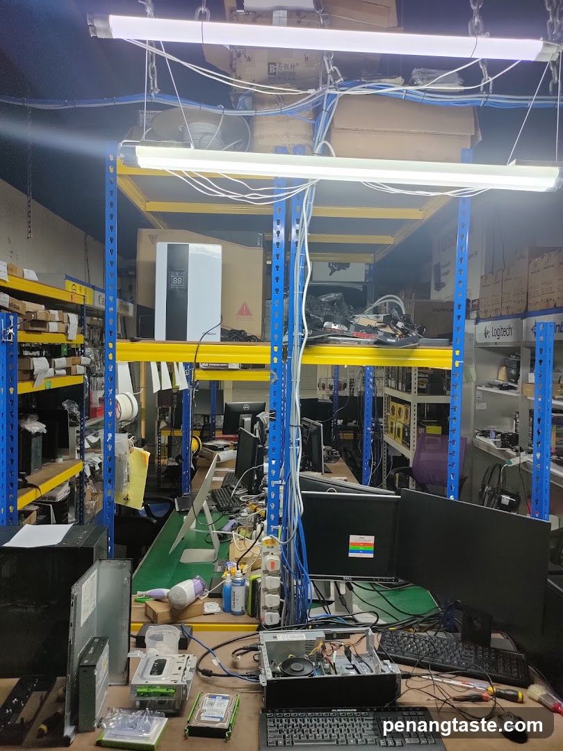 Interior of electronics repair shop