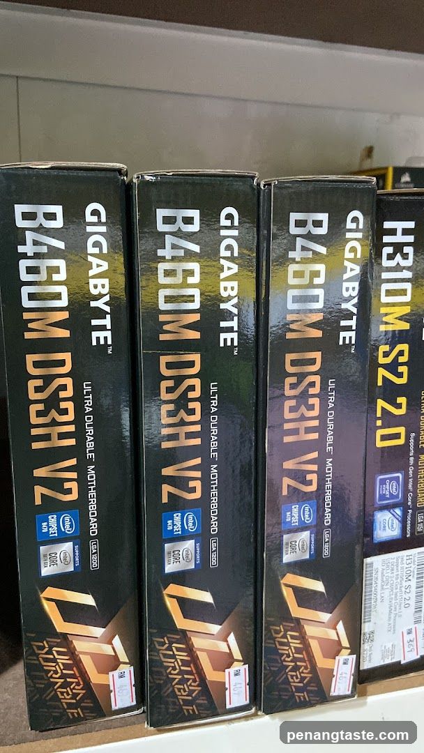 Motherboard Boxes on Shelf