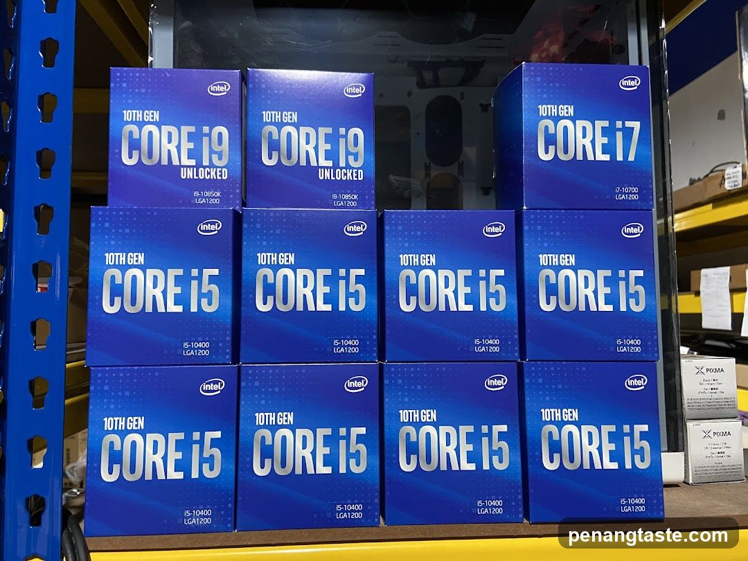 Intel 10th Gen CPU Boxes on Shelf