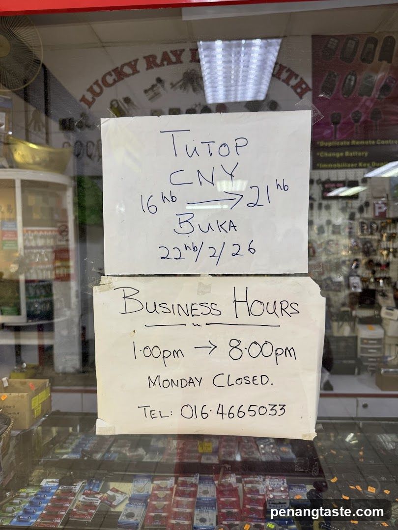 Storefront Signage with Business Hours and Product List