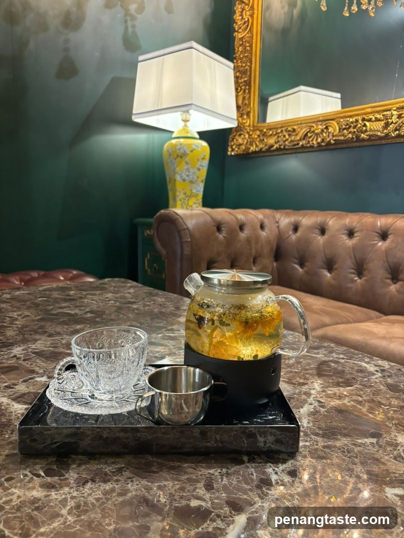 Tea service on a marble table