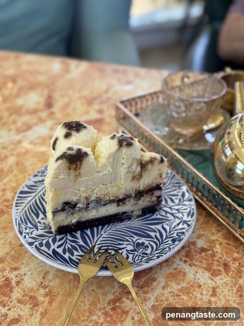 Slice of Cheesecake with Chocolate Crumbles