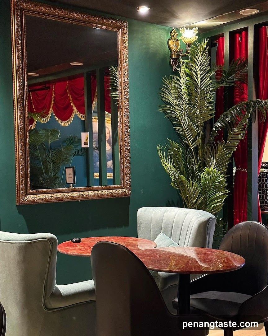 Elegant Seating Area with Mirror and Plant