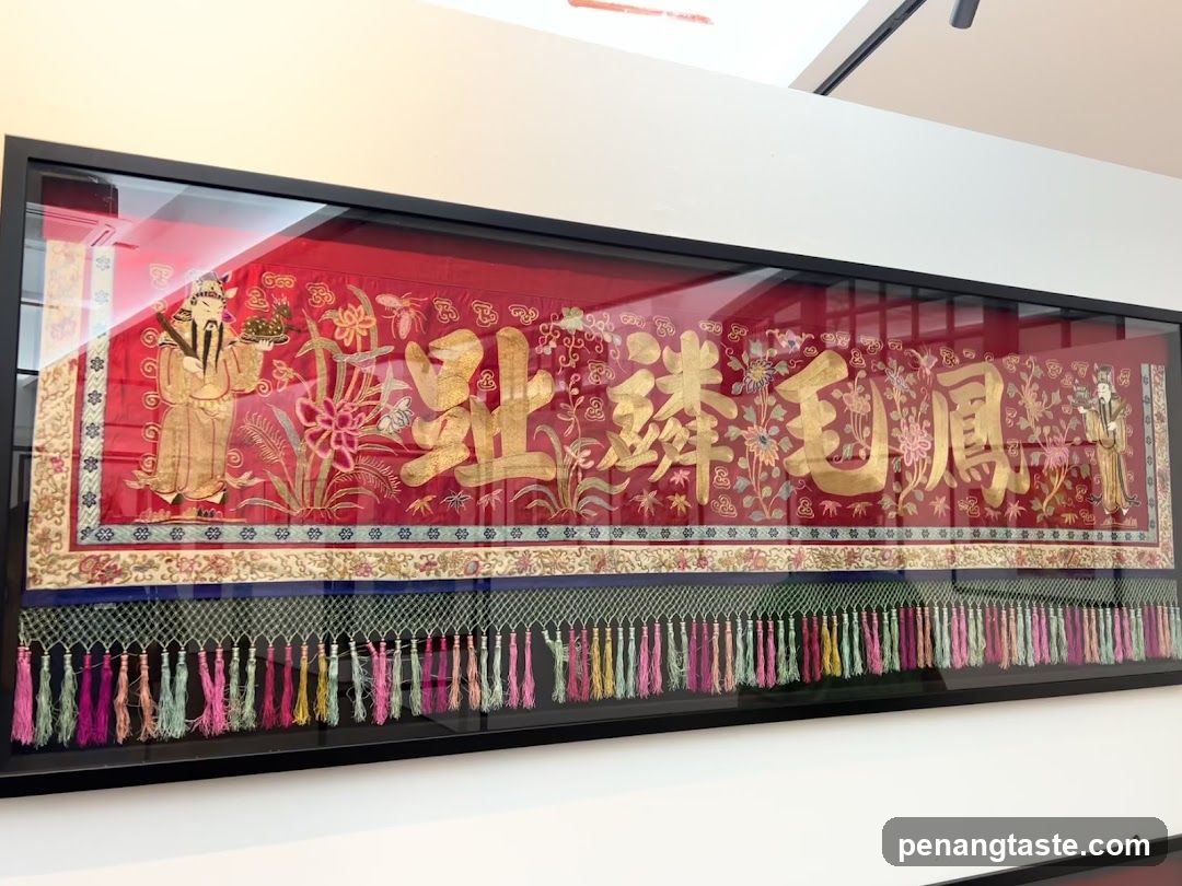 Embroidered Banner with Figures and Chinese Characters
