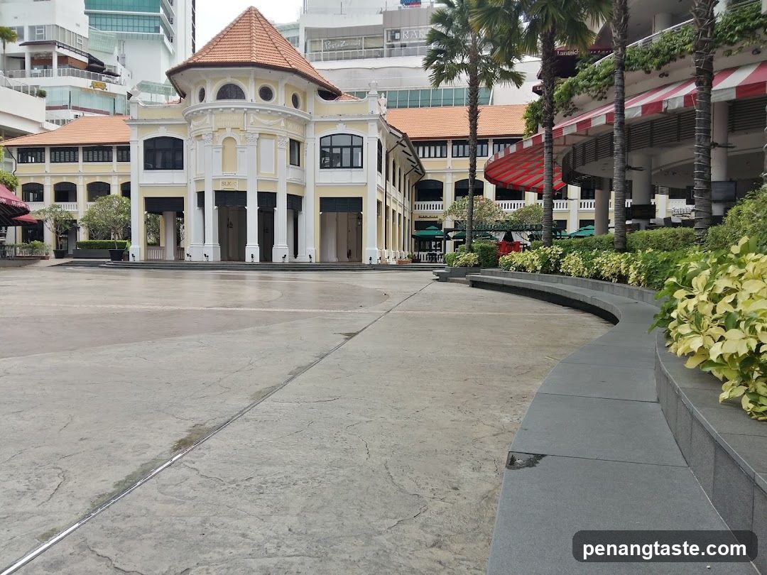 Outdoor Plaza with Historic Building and Modern Structures