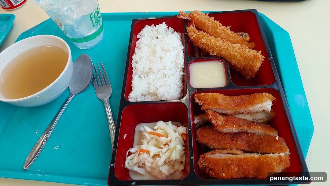 Bento Box Meal with Fried Chicken and Rice