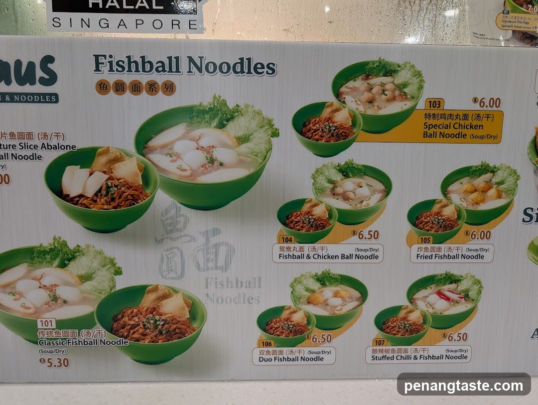Fishball Noodles Menu