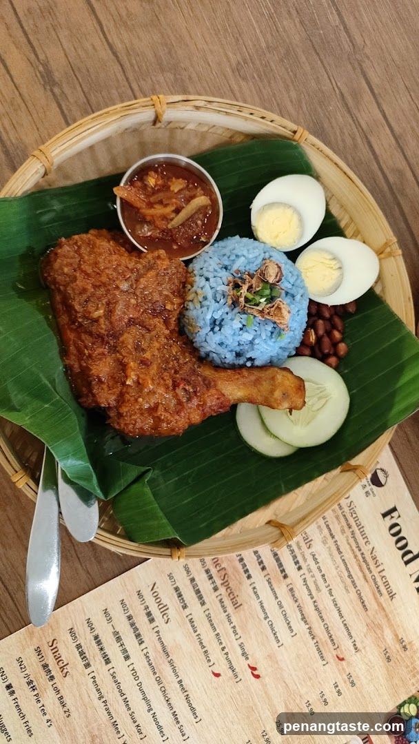 Nasi Lemak Plate on Banana Leaf
