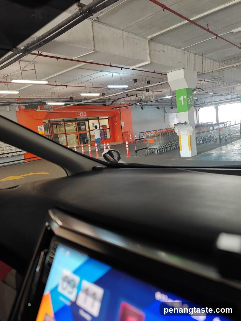 Parking garage view from car interior