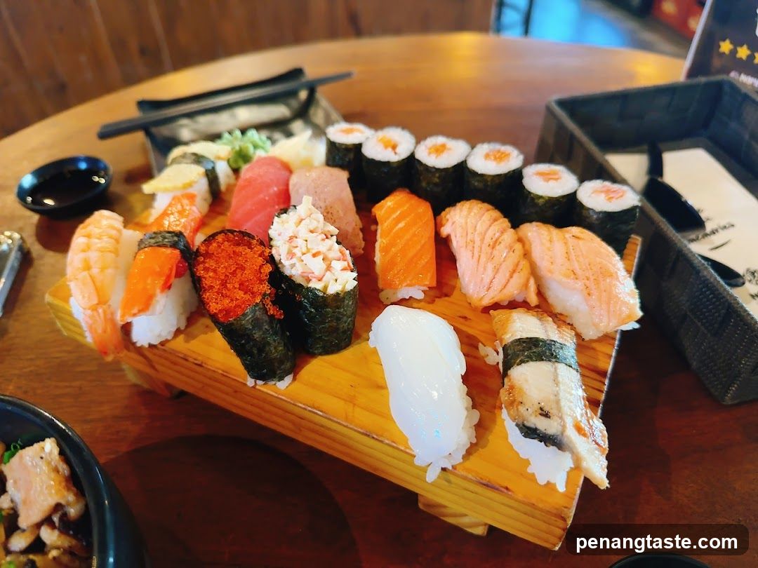Sushi Platter on Wooden Board