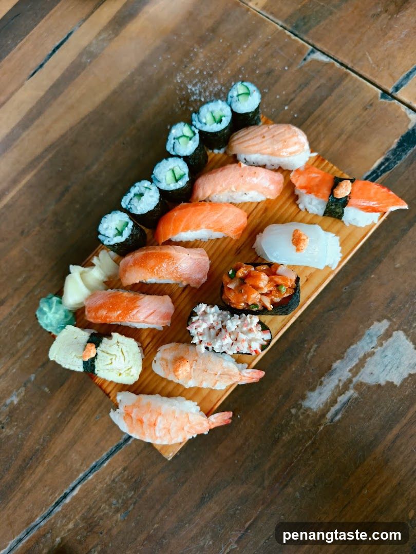 Sushi Platter on Wooden Board