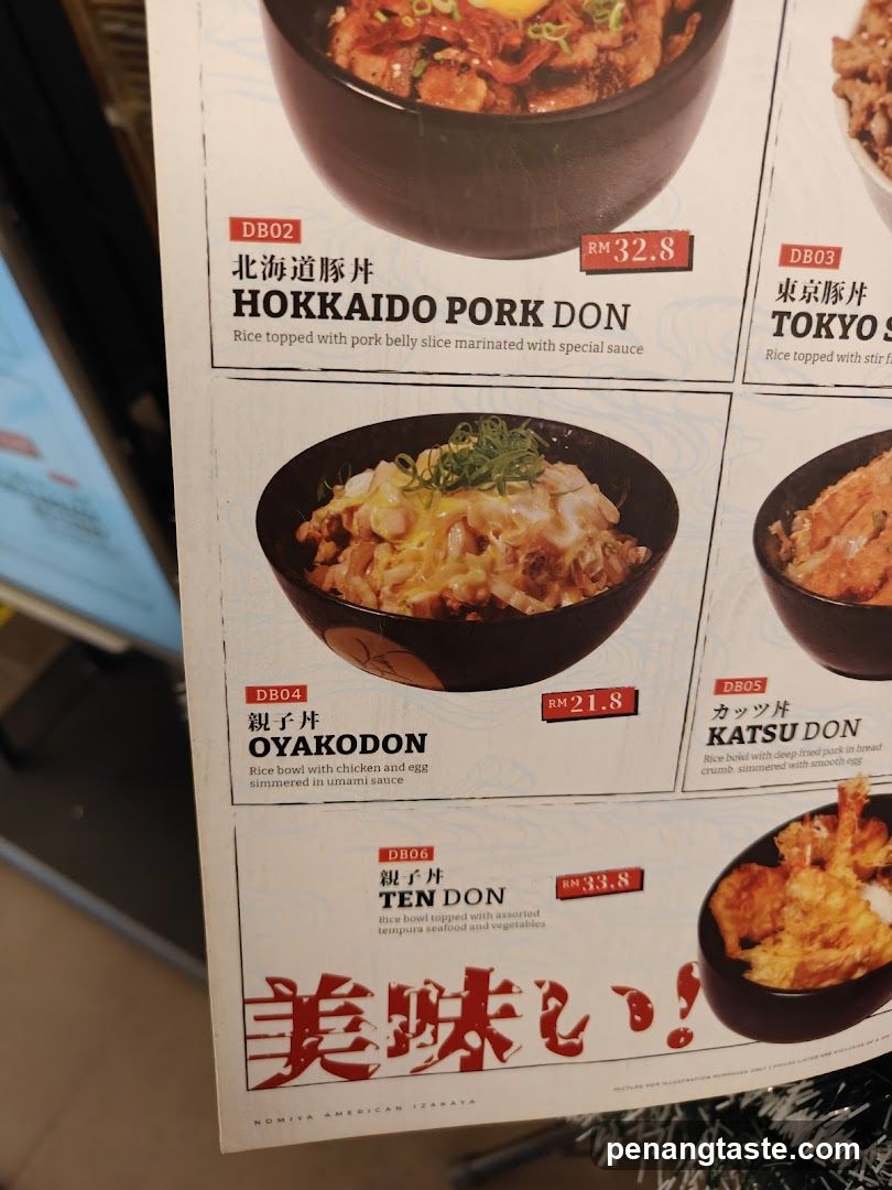 Nomiya American Izakaya Menu