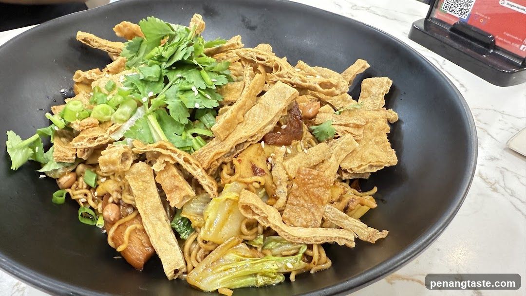 Food dish in black bowl