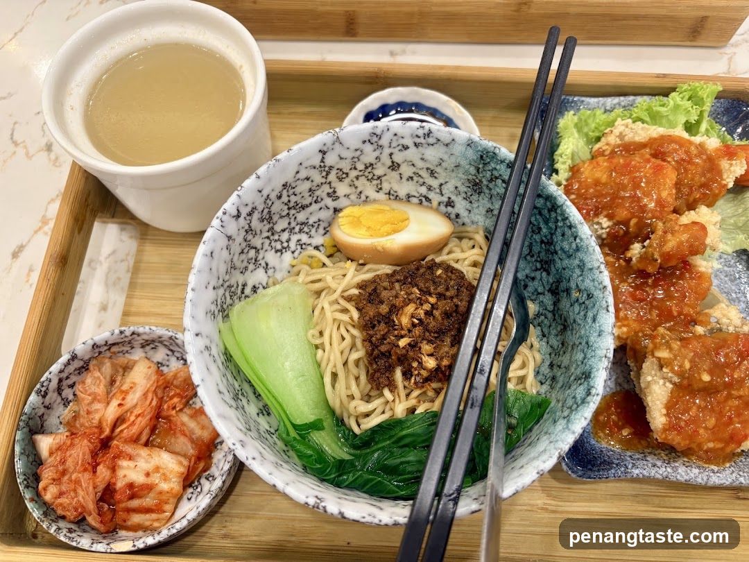 Food Presentation on Wooden Tray