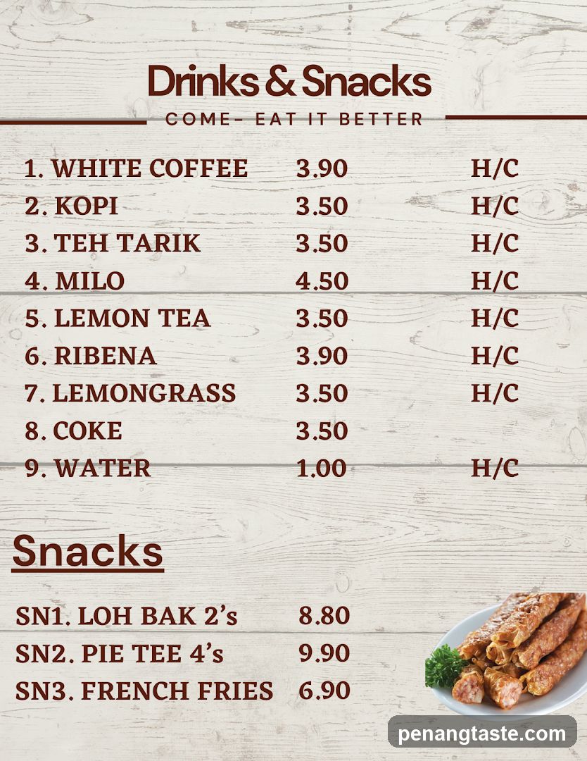 Drinks & Snacks Menu
