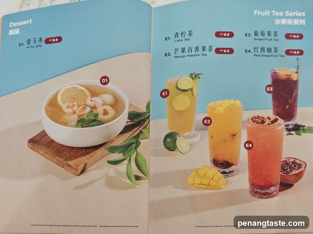 Dessert and Fruit Tea Menu