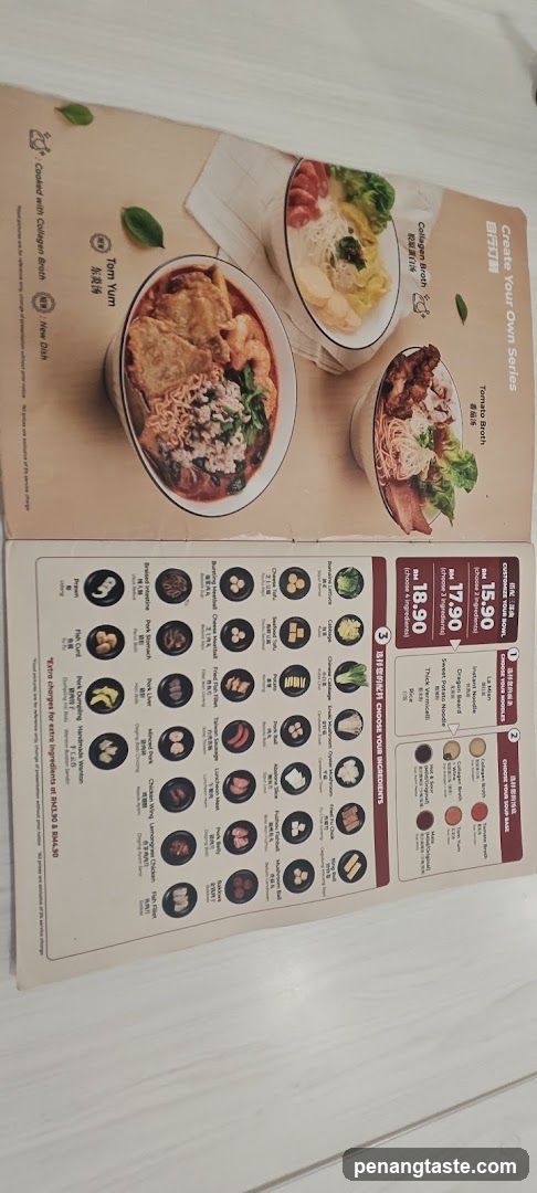 Customizable Noodle Bowl Menu