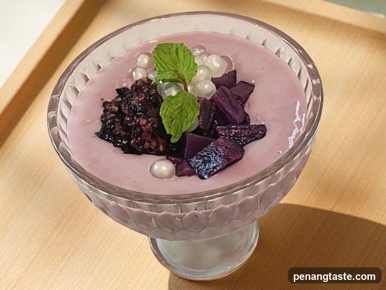 Purple Dessert in Glass Bowl