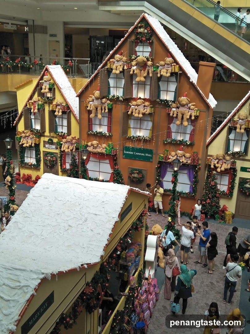 Christmas-themed shopping mall interior