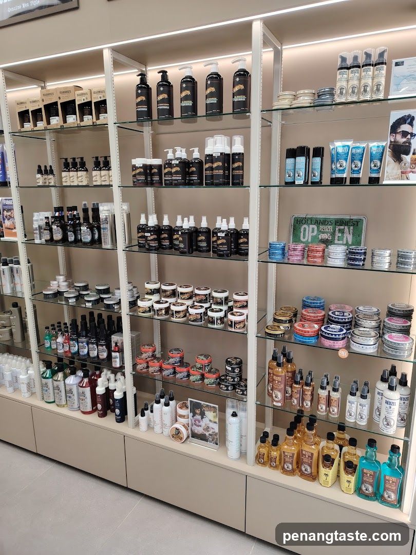 Interior of a men's grooming store