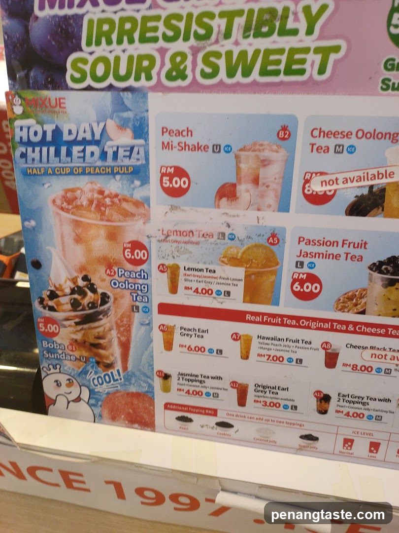 Peach Oolong Tea Menu Board