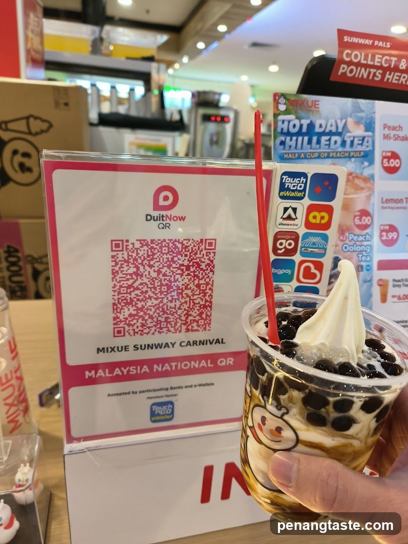 Mixue Sunway Carnival QR Stand and Drink