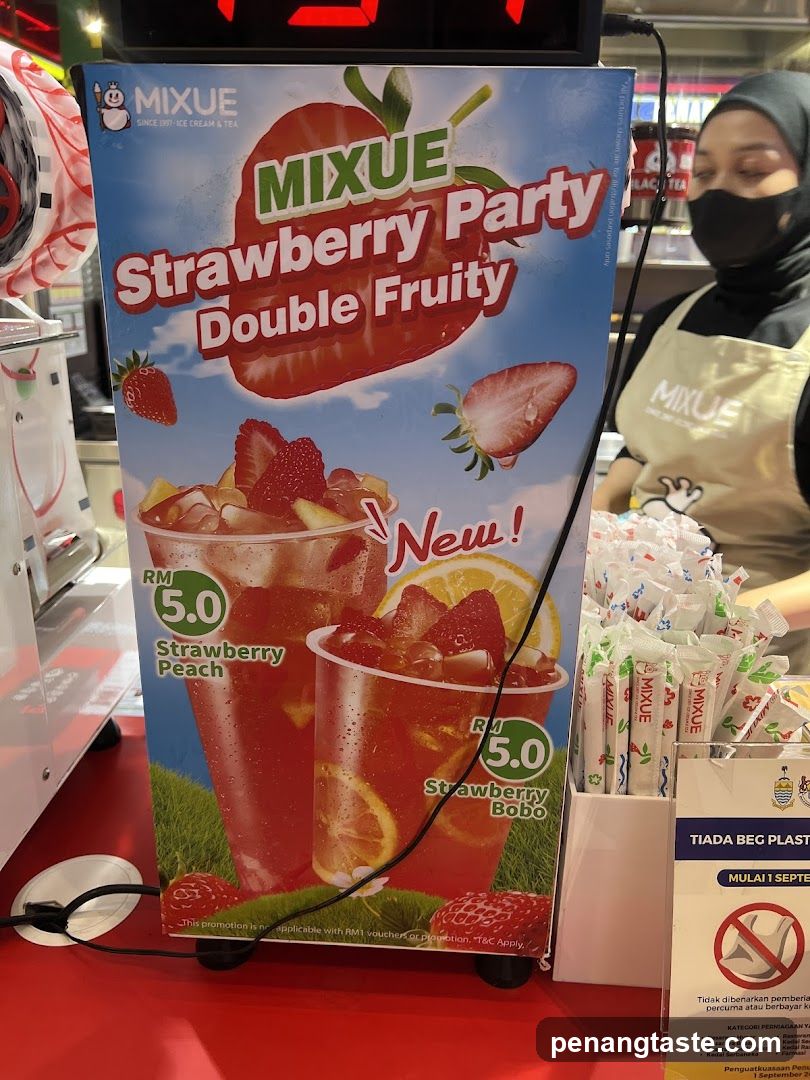Mixue Strawberry Party Double Fruity Promotion Stand