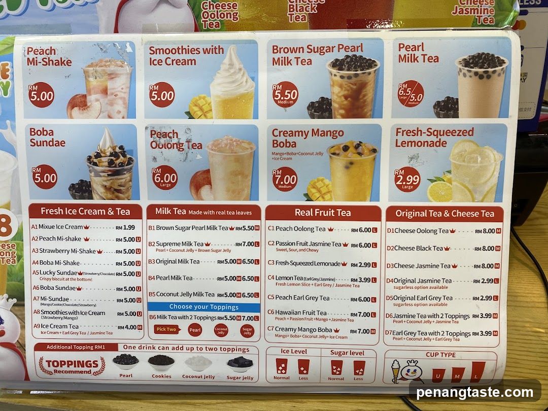 Boba Tea & Smoothie Menu Board