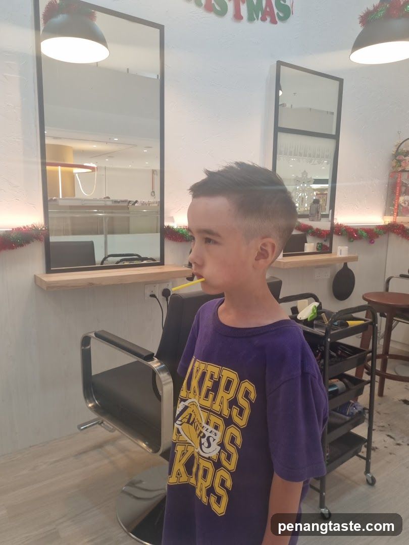 Child in barber shop
