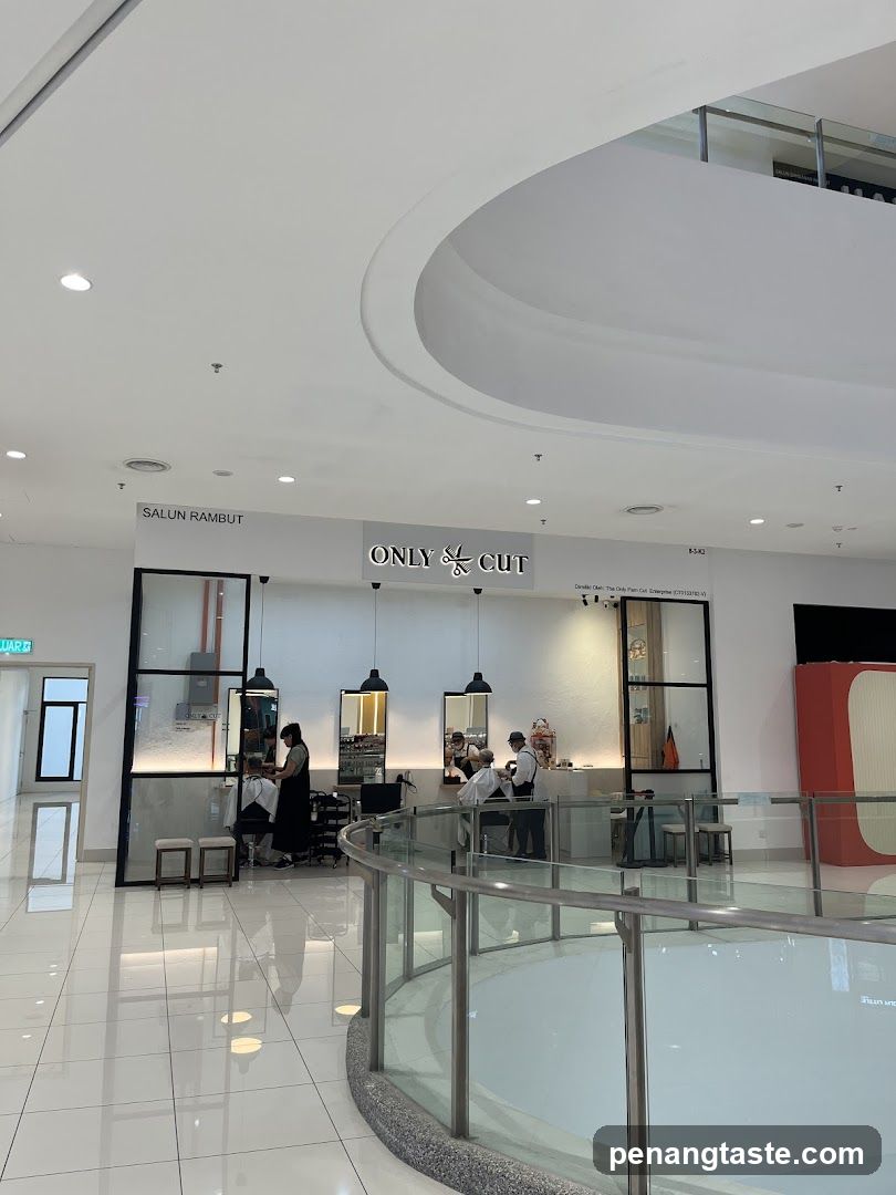 Interior of shopping mall with salon