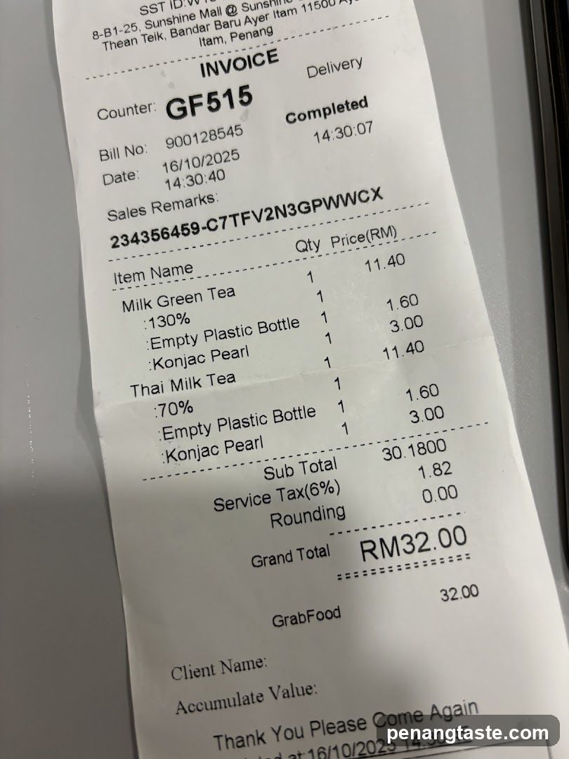 Receipt from Sunshine Mall @ Sunshine