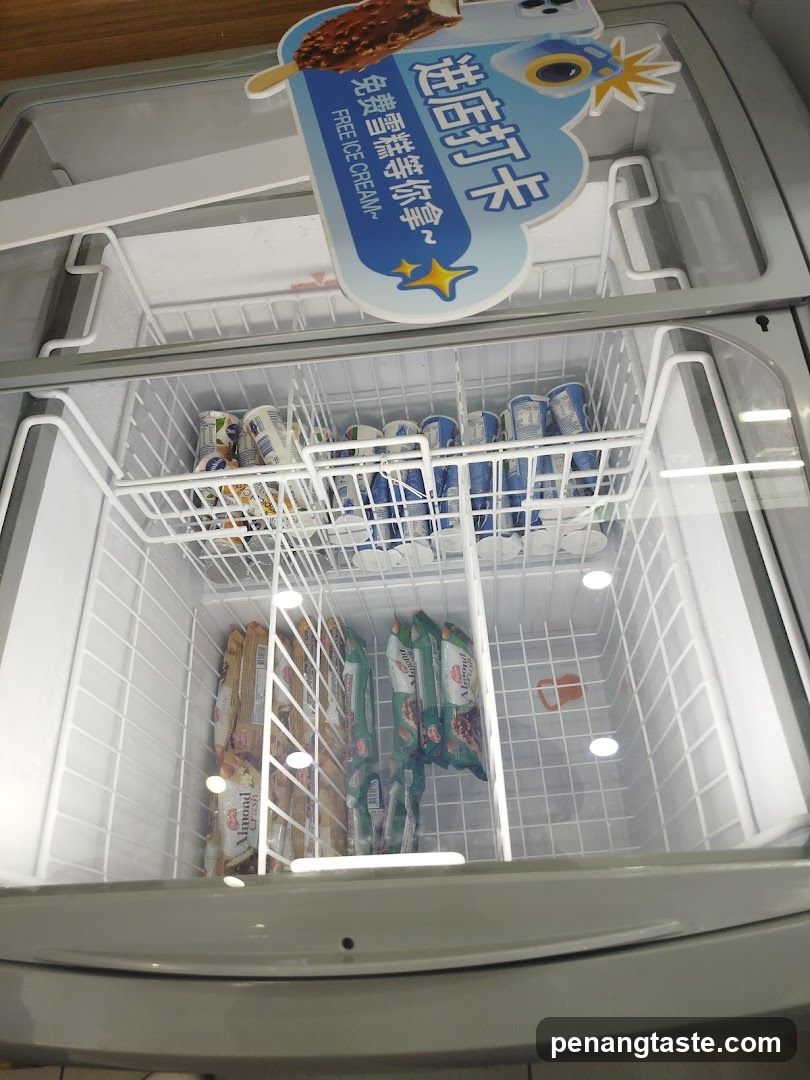 Freezer Display with Ice Cream Promotional Sign