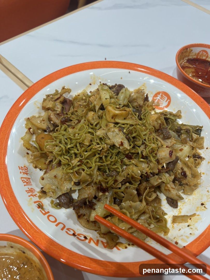 Food Plate with Noodles and Meat