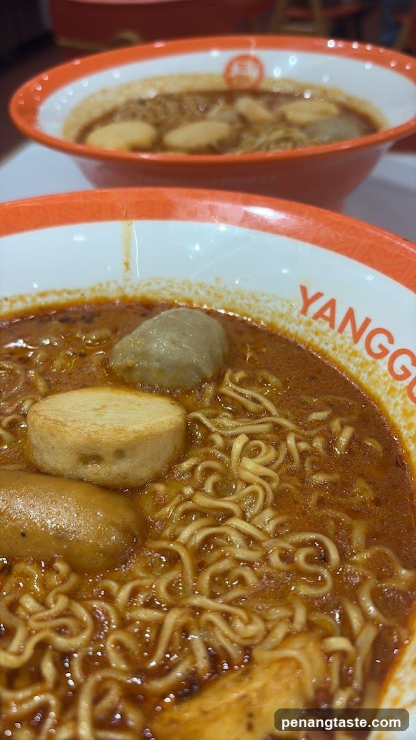 Ramen bowl with visible branding