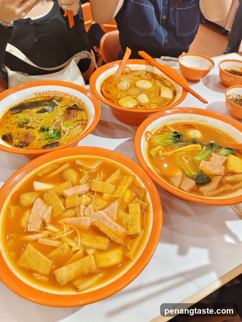 Dining table with bowls of food