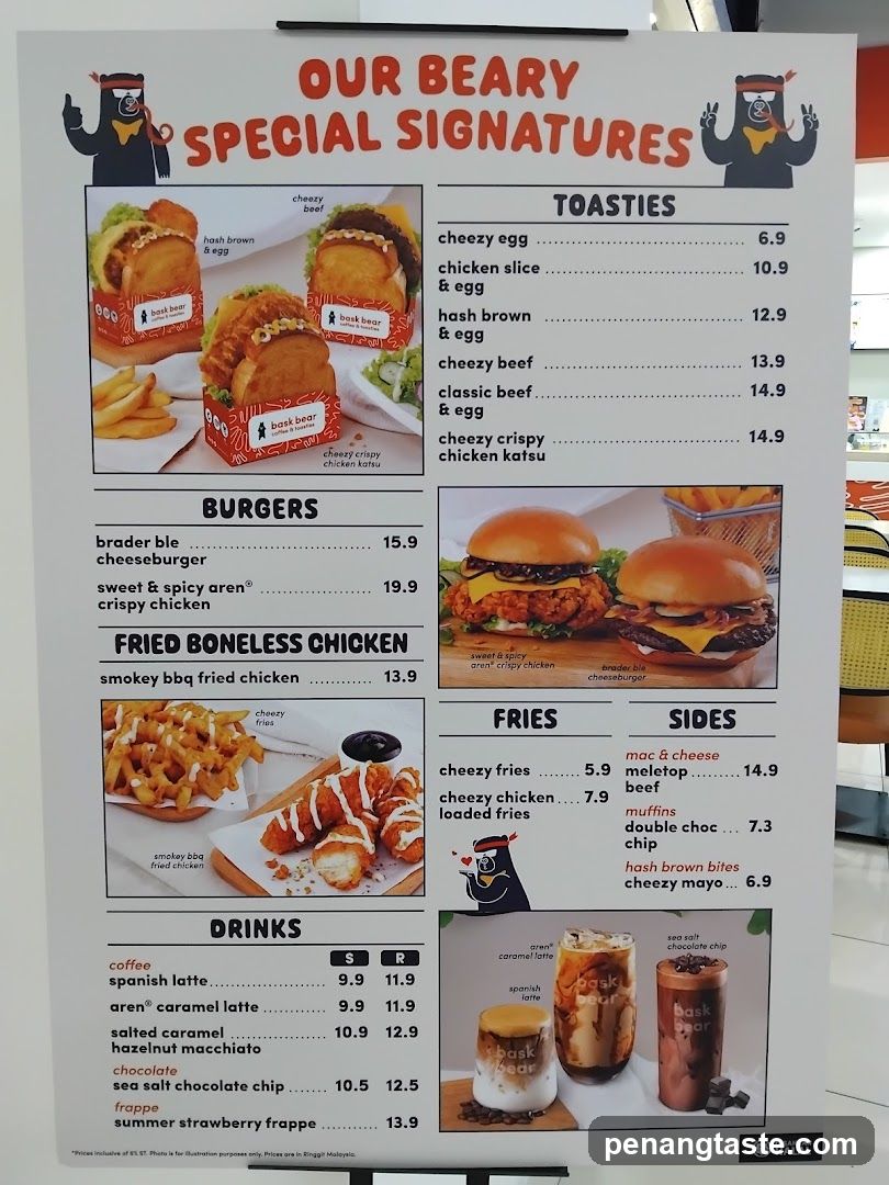 Bask Bear Menu Board