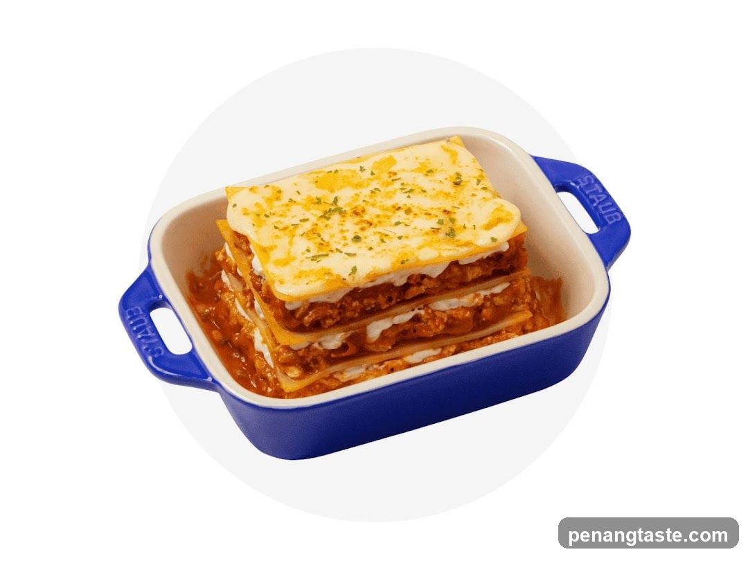 Lasagna in Staub baking dish