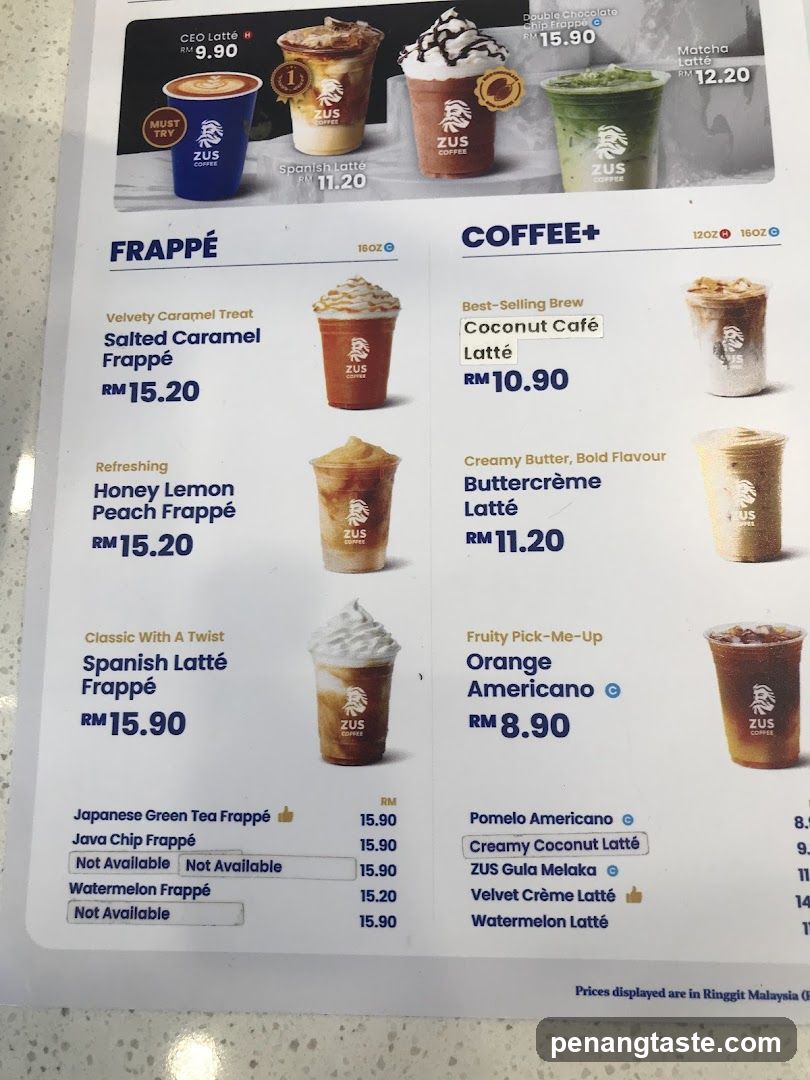 ZUS COFFEE Menu