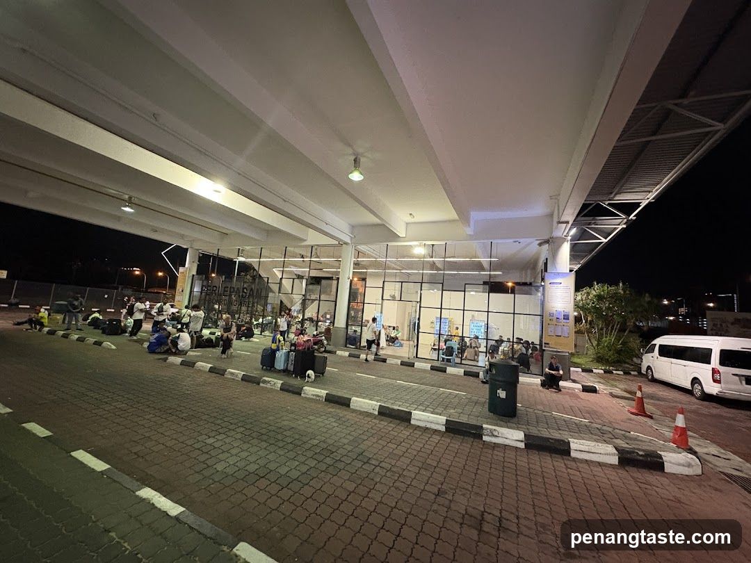 Airport Drop-Off Area at Night