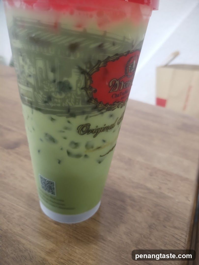 Green tea drink in plastic cup