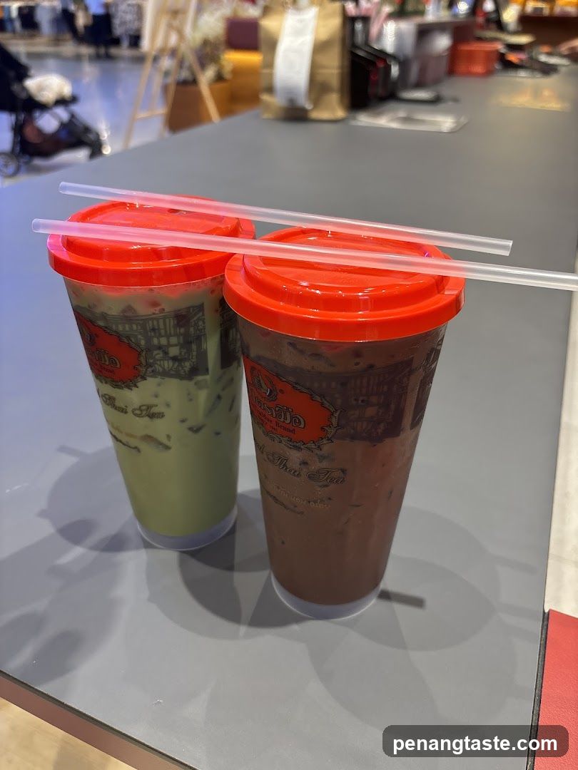 Two iced beverages on counter