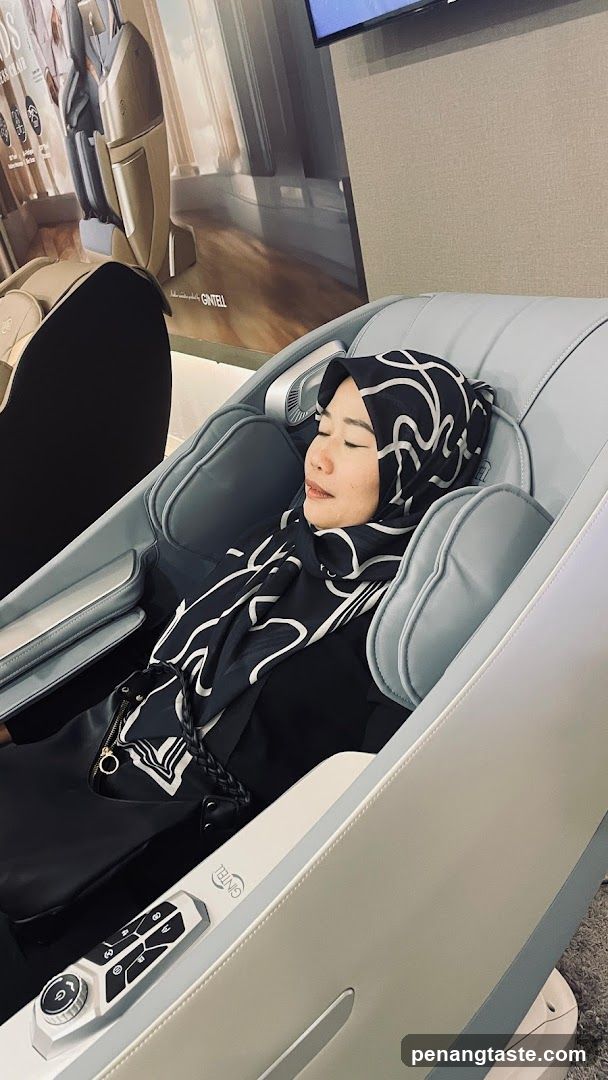 Woman in massage chair